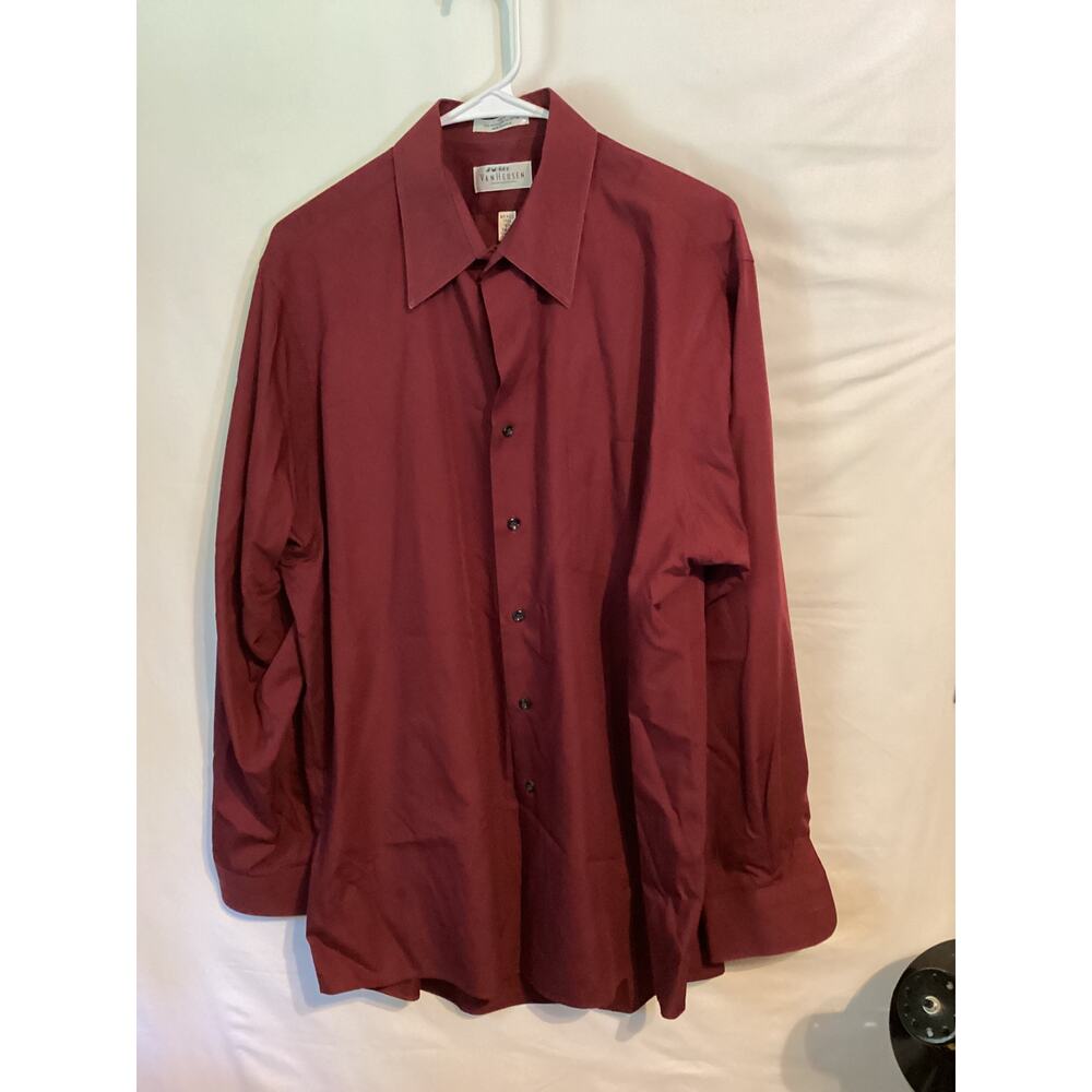 1175 Van Heusen Mens Wrinkle Free Button Down Dress Shirt Maroon Size Large